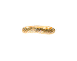 Simple, classic, and beautiful in a stack or alone, the Chloe Cuff is the sparkle accent that complements any outfit. This elegant 18k gold electroplated cuff laden with Swarovski crystals features a hinge in the middle. The hinge mechanism makes it easy to get on and off, and comfortable to wear. This handmade cuff goes well with casual, professional, and formal wear; its classic simplicity lends it to any occasion! 