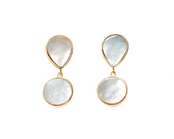 Natural Mother of Pearl Stone Earrings. 18k electro gold plated.