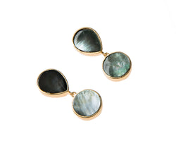 Natural Slate Mother of Pearl Stone Earrings. 18k electro gold plated.