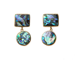 Natural Abalone  Stone Earrings. 18k electro gold plated.