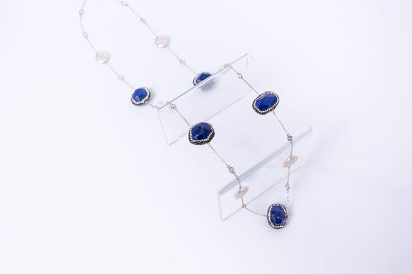 Milly Necklace (Lapis & Flat Pearls)