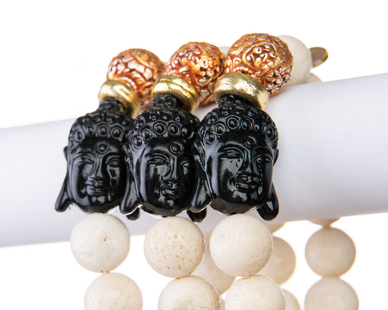 Tibetan Buddha Knot Rope Set Bangle Lava Stone Beads Carve Cuff Bracelet  Jewelry | eBay