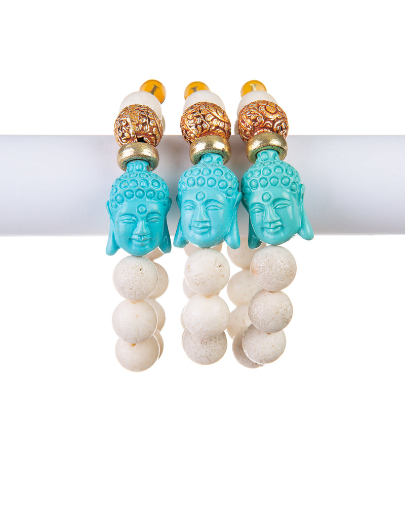 The Peace Bracelet (White Lava Buddha Bracelet)