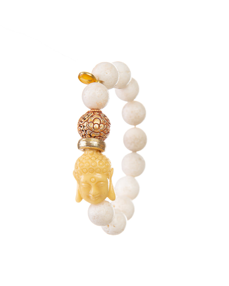 The Peace Bracelet (White Lava Buddha Bracelet)