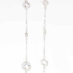 Delicate necklace with varied sizes of Swarovski crystals. Length of necklace is 40". This necklace can be worn long or doubled. The toggle clasp makes it easier to wear and take off. 