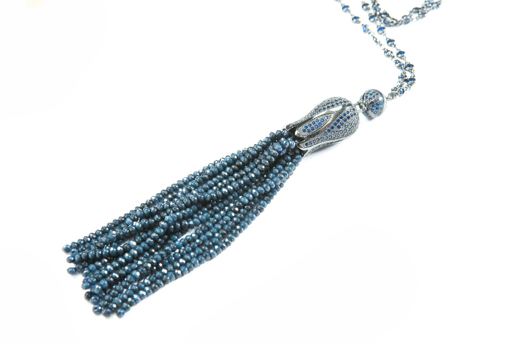 Sophia Tassel Necklace (Blue) – Yatra