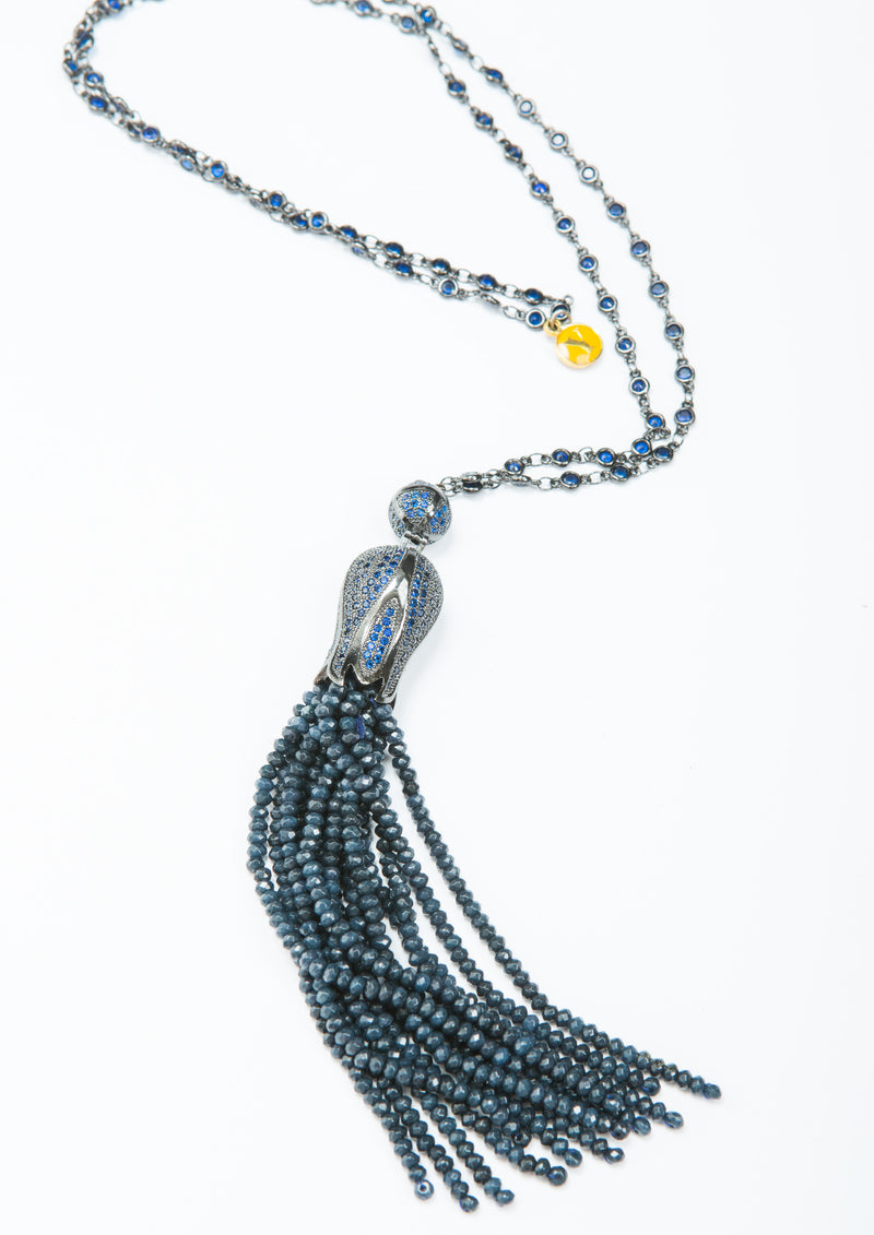 Sophia Tassel Necklace (Blue)